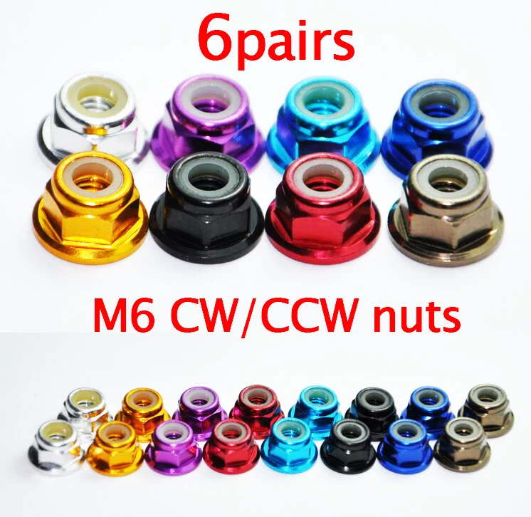 

Free Shipping 6 Pairs CW/CCW M6 Flange Nut 6mm Nylon Flange Nuts