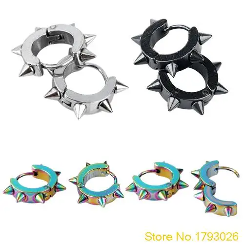 

Unisex Titanium Steel Punk Rivet Earring Cool Spike Hoop Huggie Piercing Jewelry 4TNO