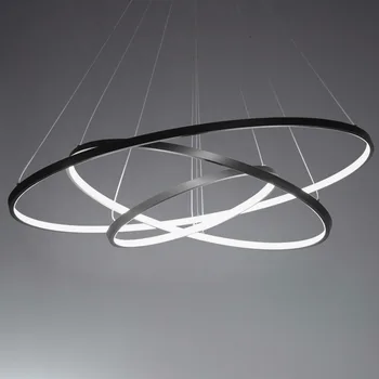 

Modern Led Pendant Light Hanging Lamp Lighting Ring Aluminium Black or White Painting for Living Bed Room Free Shipping