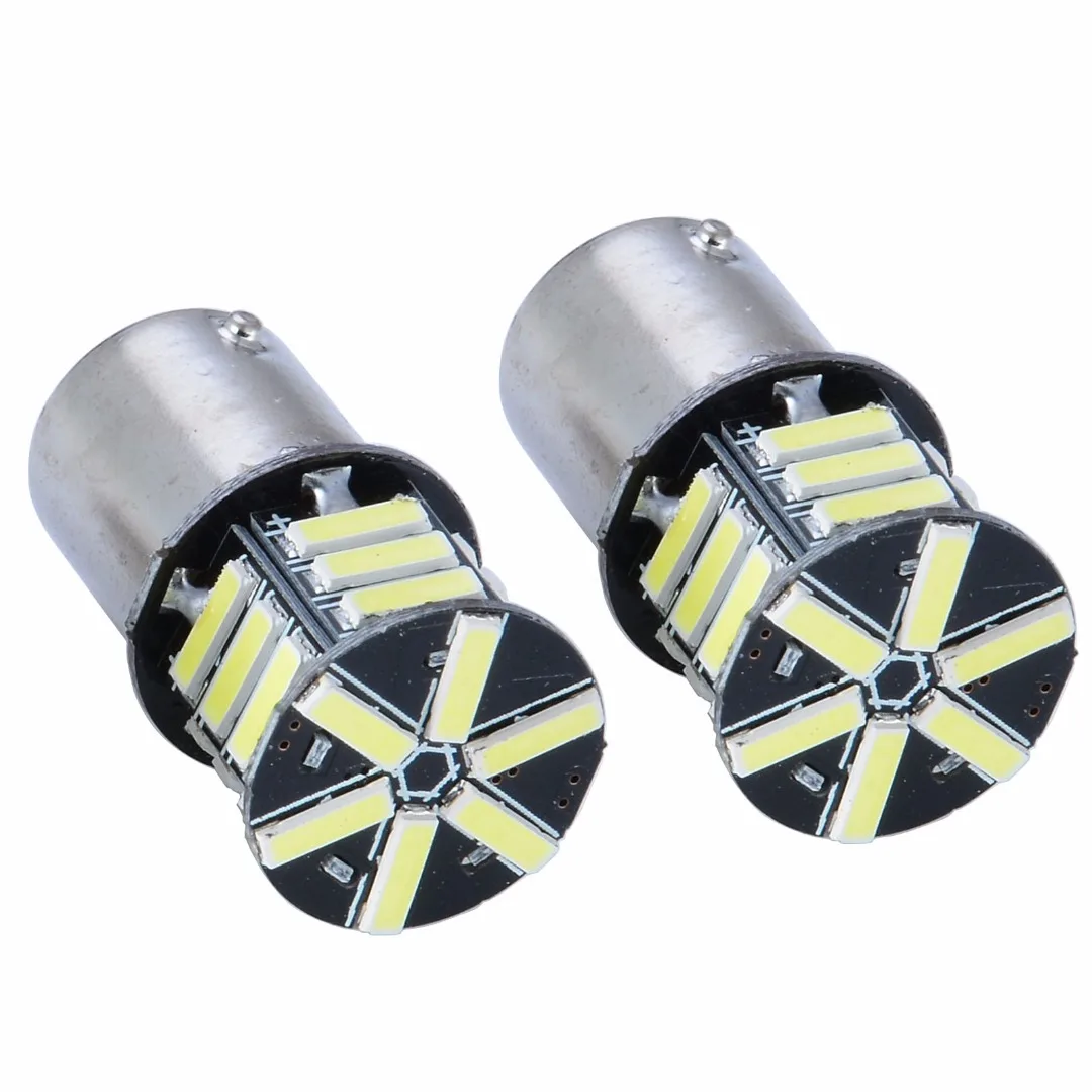 2x White BA15S 1156 Car Backup Light 7020 21 SMD LED Tail Reverse Brake Turn Lamp Bulb Auto Interior Caravan Reading Lights