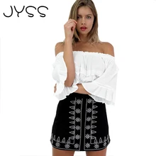 JYSS New arrival Fashion Embroidery skirt High-quality Faux chamois leather Above Knee Summer black brown Sexy Mini skirt 80822