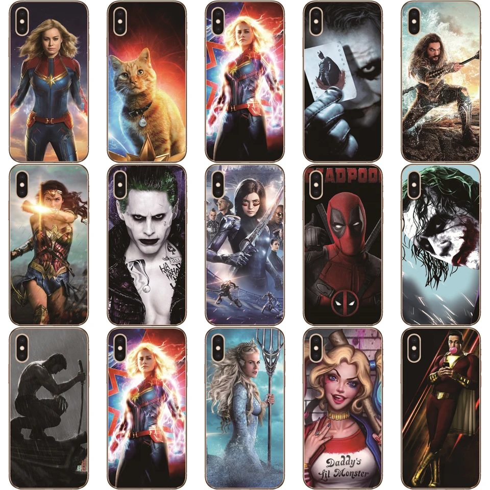 Модный чехол для iPhone X XR XS Max 8 7 6 6S Plus 5 5S SE Железный человек Капитан Америка Marvel DC Joker
