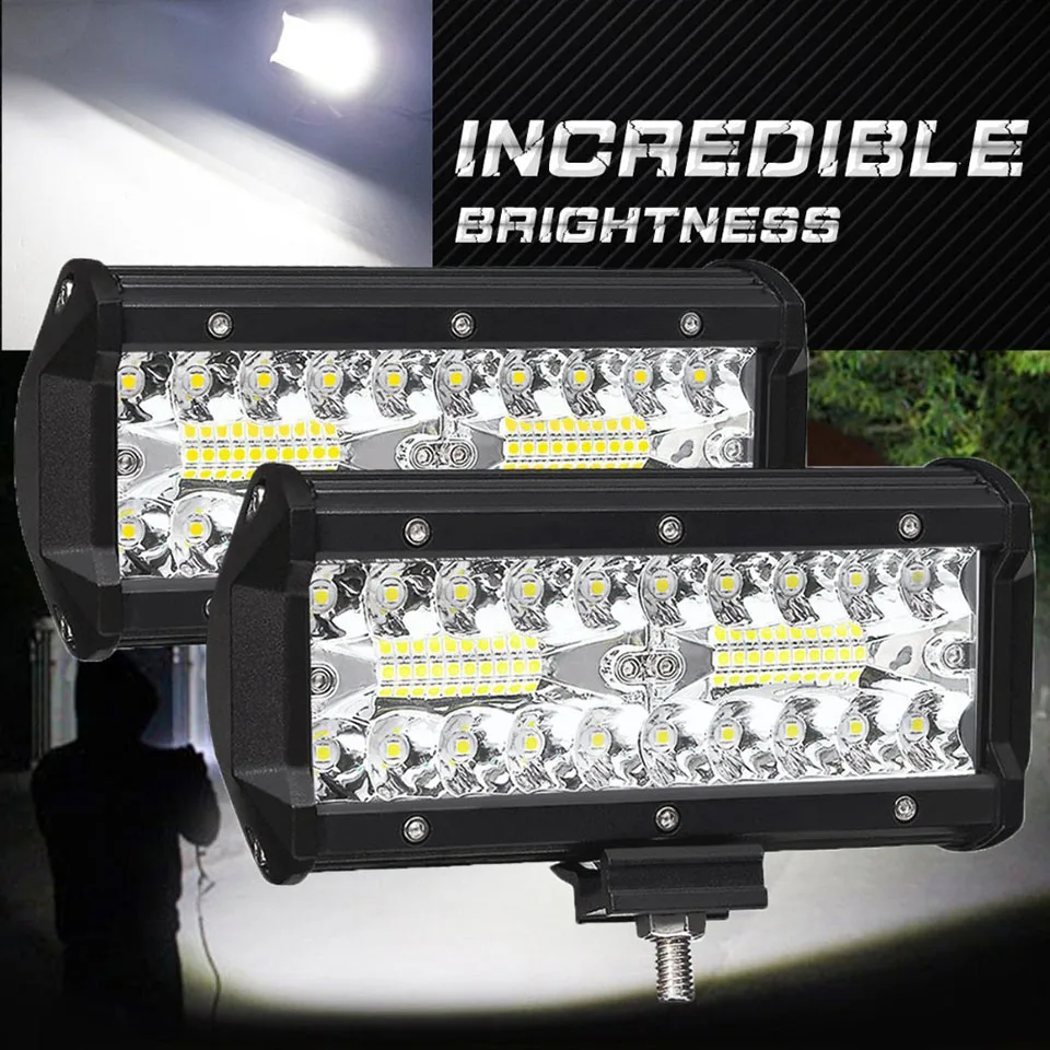 7inch 120w LED Work Light Bar Combo Beam Off Road 4x4 Fog Light Driving Light Lamp 12V for Truck Boat ATV SUV Car Headlight