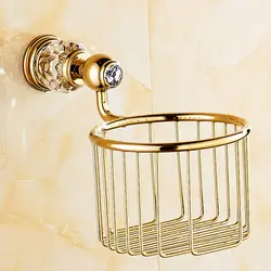 Роскошные золотые Ванная комната Бумага Держатель чистая античный коробка для хранения косметики diamond & Crystal украсить античная латунь