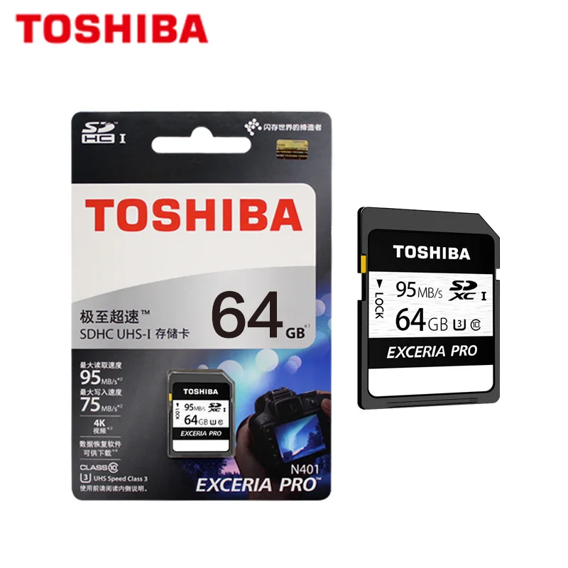 TOSHIBA SD карты EXCERIA PRO SDXC 128 Гб 64 ГБ SDHC 32 Гб Class10 UHS-I U3 карты памяти 95 МБ/с. N401 флеш-карта для видеокамеры