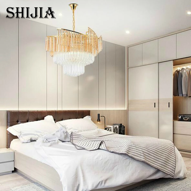

Modern Crystal Chandelight Fixture Living Room Led Study Lamp Atmosphere Round Creative Restaurant Lighting