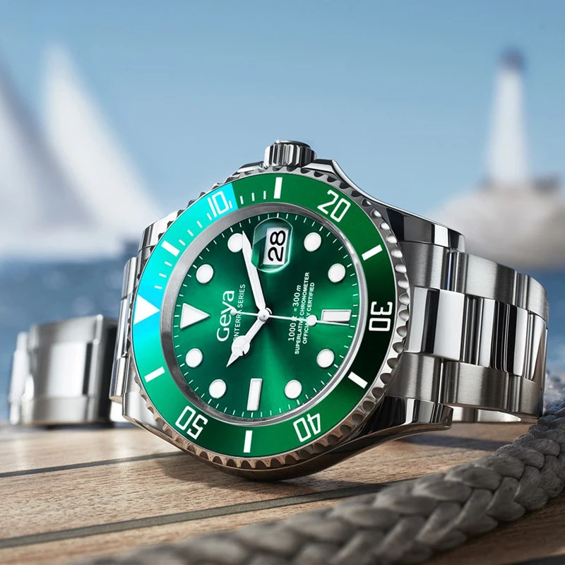 Geya Miyota мужские часы Submariner Diver RLX люксовый бренд Мужские часы зеленый светящийся сапфир автоматические механические наручные часы