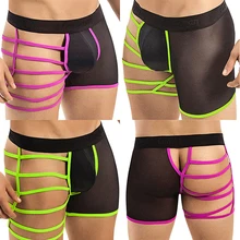 ArrivalFshion для мужчин пикантные сетчатые проветрить мужские трусы боксеры нижнее бельё для вечерние для вечеринок и клубов короткие шорт