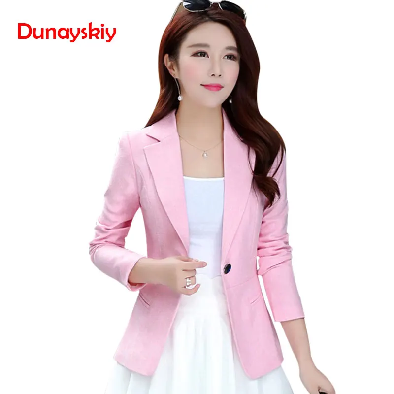 

2019 New Spring Autumn Plus Size 4XL Womens Business Suits One Button Office Female Blazers Jackets Short Slim Blazer Women Suit