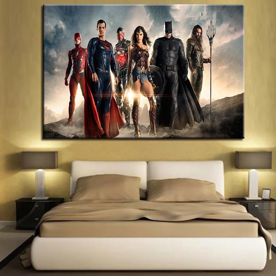 Canvas Wall Art Frame Home Decor Justice League Painting Picture 1