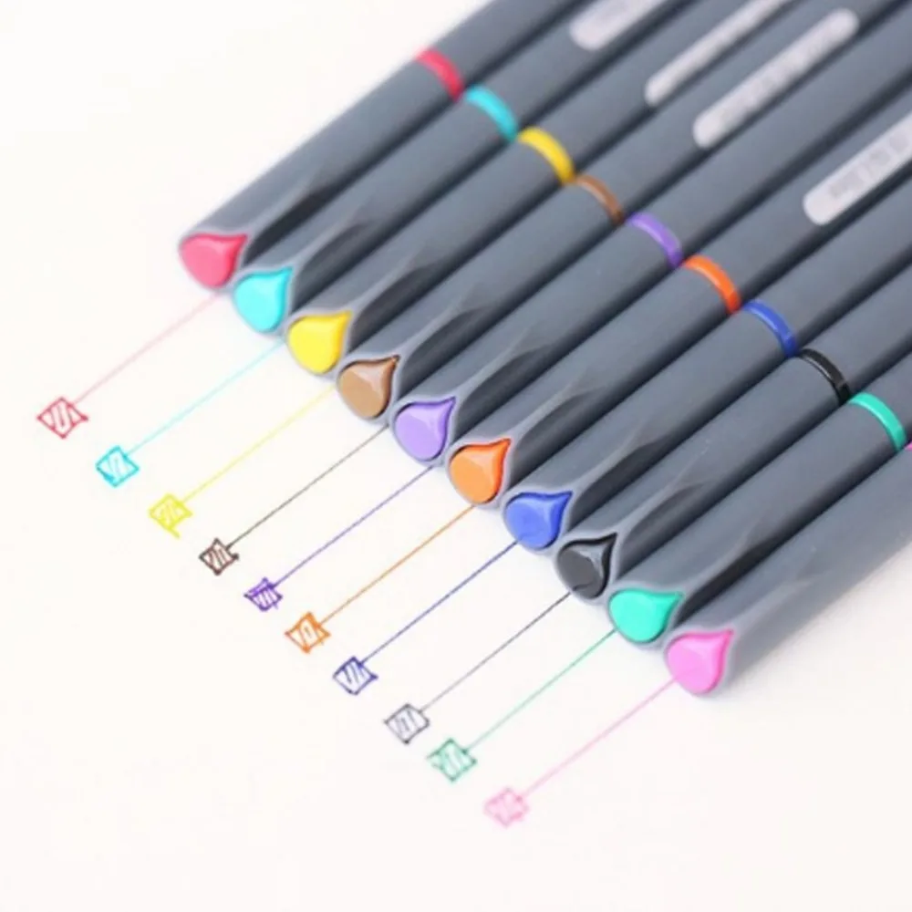 

10 Pcs/set 0.38mm Watercolor Fine Line Pen Painting Tool Set Stationery Office School Art Supplies Color Drawing Gel Pen