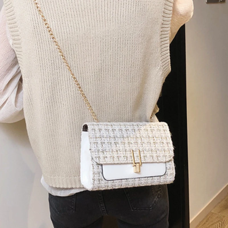 

2019 new summer fashion decorative chain small square bag wild shoulder Messenger bag female bag simple style female bag