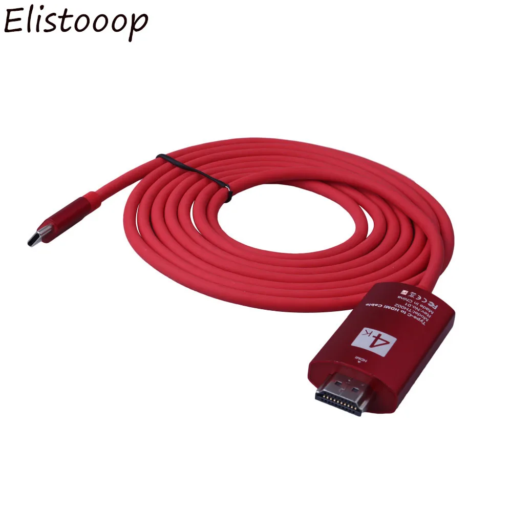 USB C к HDMI 4K кабель адаптер типа C к HDMI адаптер Thunderbolt 3 для huawei Matebook macbook Pro samsung Galaxy S8 - Цвет: Красный
