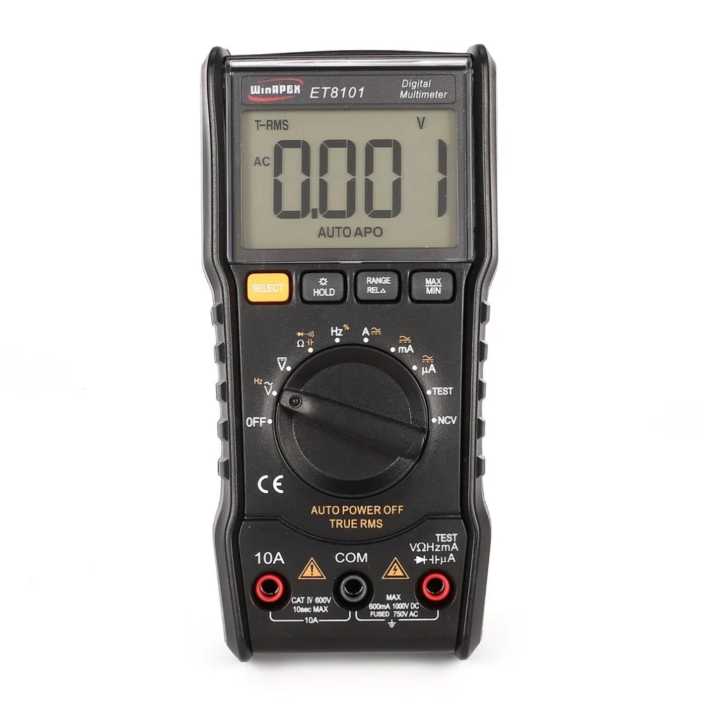 

ET8101 Digital Multimeter 5999 Counts True RMS AC/DC Volt Amp Ohm Capacitance Frequency NCV Diode Continuity Tester