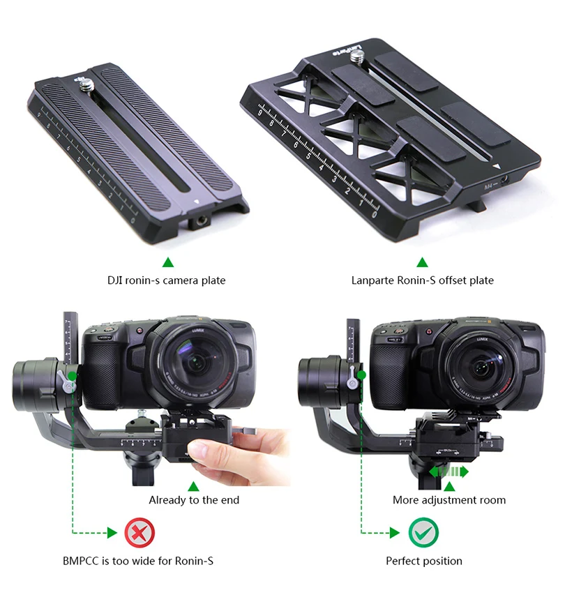 Пластина для камеры Lanparte DJI Ronin S/ SC офсетная пластина BMPCC 4K Blackmagic S карданный