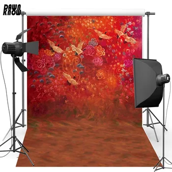 

DAWNKNOW White CraneVinyl Photography Background Red Texture New Fabric Polyester Backdrop For Wedding Photo Studio G032