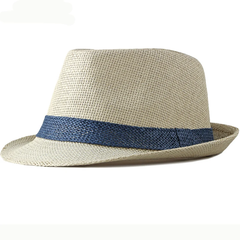 HT2378 Summer Women Men Fedoras Straw Hat Short Brim Trilby Panama Hats Men Straw Beach Sun Hats for Men Breathable Fedora Hat 1