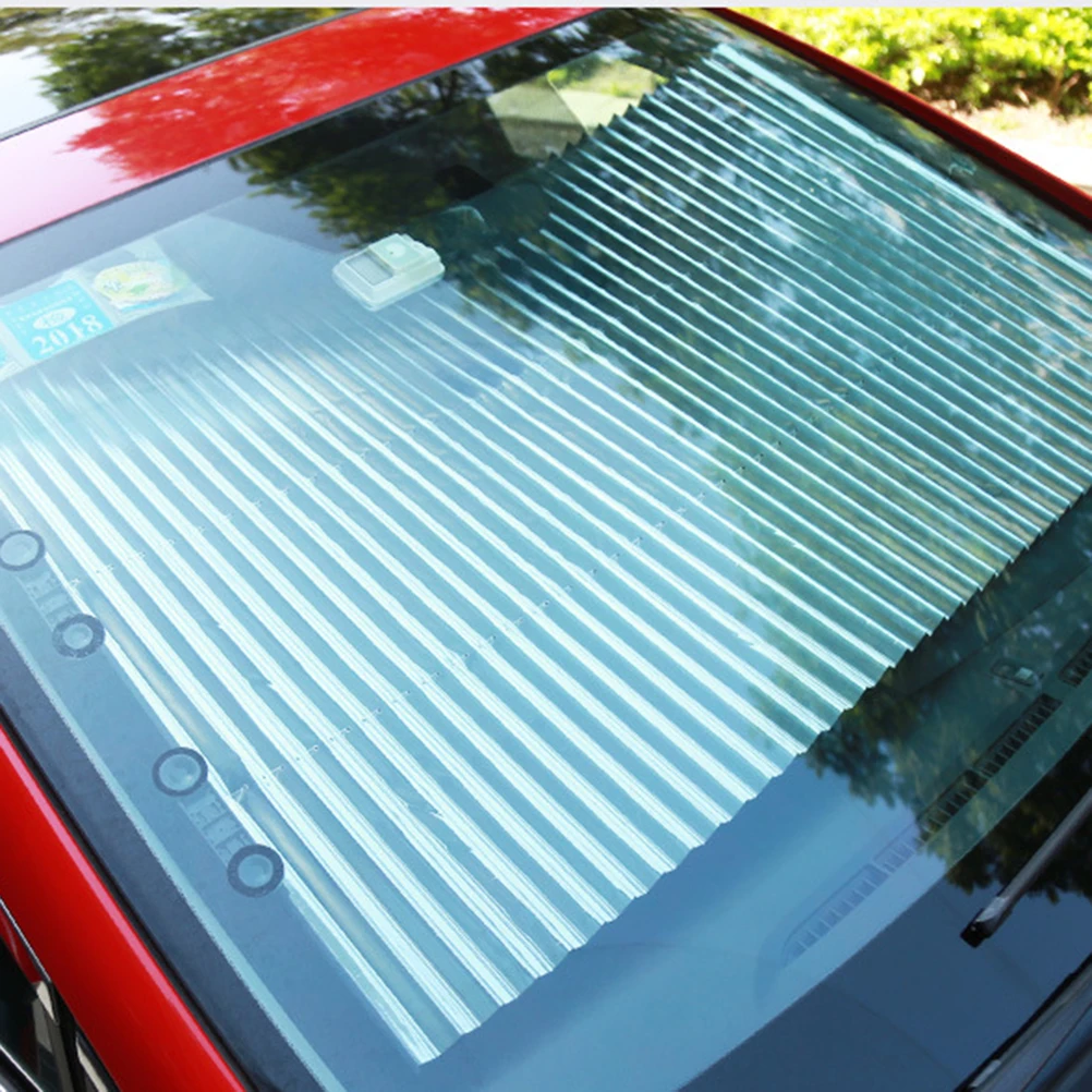 1pc Car Front Sunshade Aluminum Foil Retractable Double Box Automatic Windowshield Protector Anti Sun UV Curtain For Auto Car