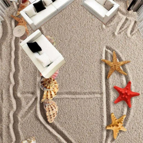 3D пользовательские наклейки на стену Морская звезда ракушка лежа песок ванная комната пол живопись фото обои для стен 3d