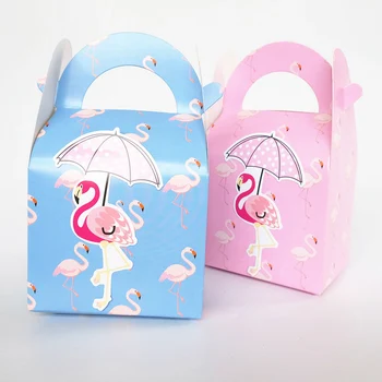 

6 pcs/lot Flamingo Cartoon Candy Bag Kids Birthday Party Decorations Paper Gift Boxes For Guest Baby Shower Supplies