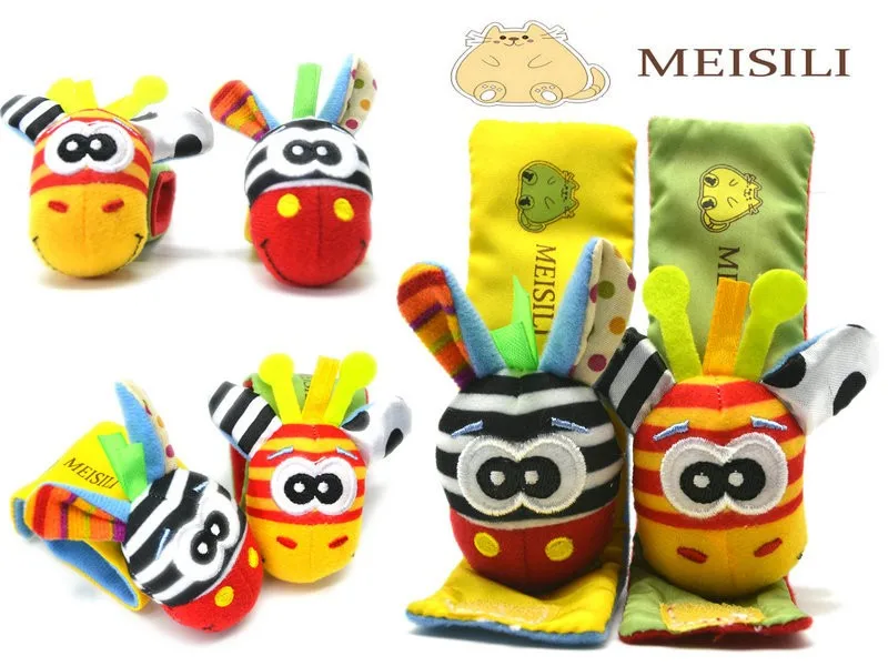 Baby Socks Rattle Toys New Garden Bug Wrist Rattle Foot Socks Multicolor 2pcs Waist+2pcs Socks=4pcs/lot Meias Free Shipping