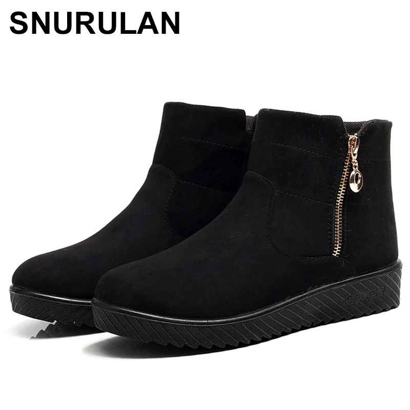 Baratos SNURULAN2018 nuevas botas de invierno para mujer abrigadas al tobillo antideslizantes zipcódigo botas de nieve para mujer zapatos de invierno botas de otoño más size35 41E237