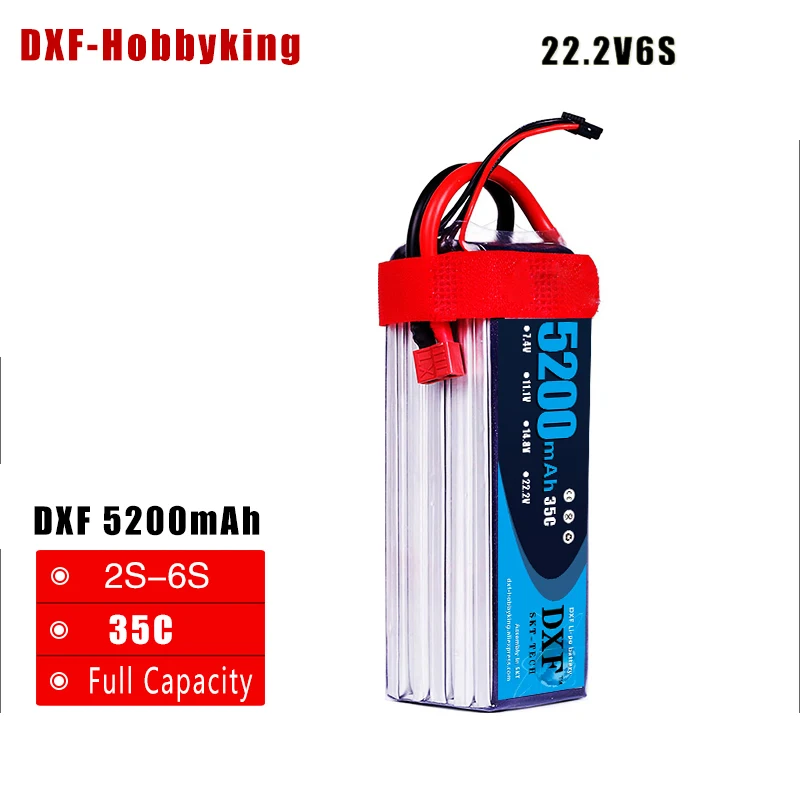 

2017 DXF Lipo Battery 22.2V 5200MAH 35C 6S MAX 60C T/XT60 LiPo RC Battery For Rc Helicopter Car Boat drone truck quadcopter