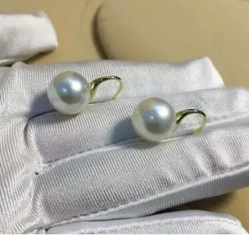

Free shipping Round-South-Sea-Cultured-Pearl-9-mm-14-Yellow-Gold-Earrings-Top-Grading