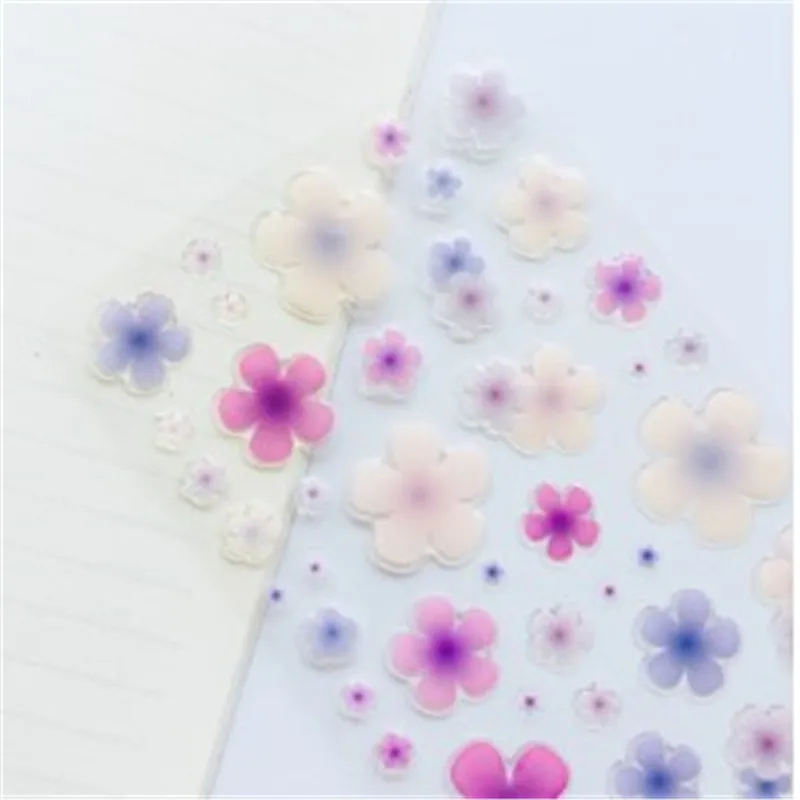 

Fresh crystal sticker Kawaii PVC Flower Stickers Cute Diary Flower Stickers Scrapbooking Stationery School Supplies