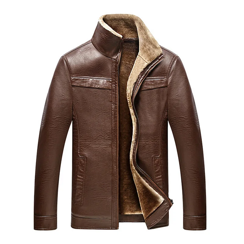 Men's winter coat Men casual thicken velet warm leather jackets mens