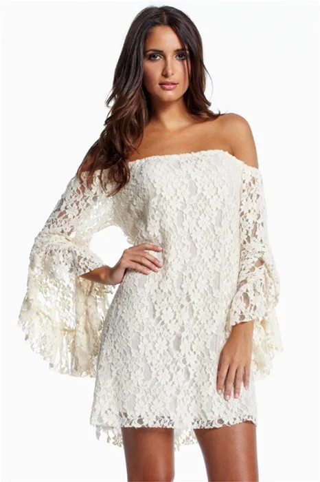 cream lace long sleeve dress