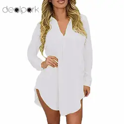 Весенне-осенняя мода 4XL 5XL 6XL блузки женские большие размеры рубашки однотонные Длинные рукава отложной воротник ассиметричные