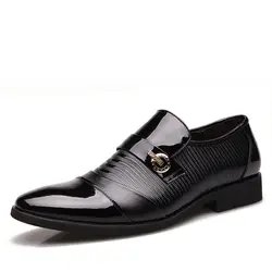 MH71158-1 Новая мода лаковой кожи деловые туфли из натуральной кожи мужская повседневная обувь классические свадебные туфли