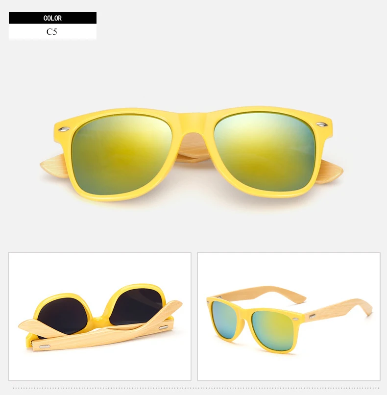 Новые модные женские мужские бамбуковые деревянные солнцезащитные очки Белая оправа очки с зеркальным покрытием УФ 400 защитные линзы