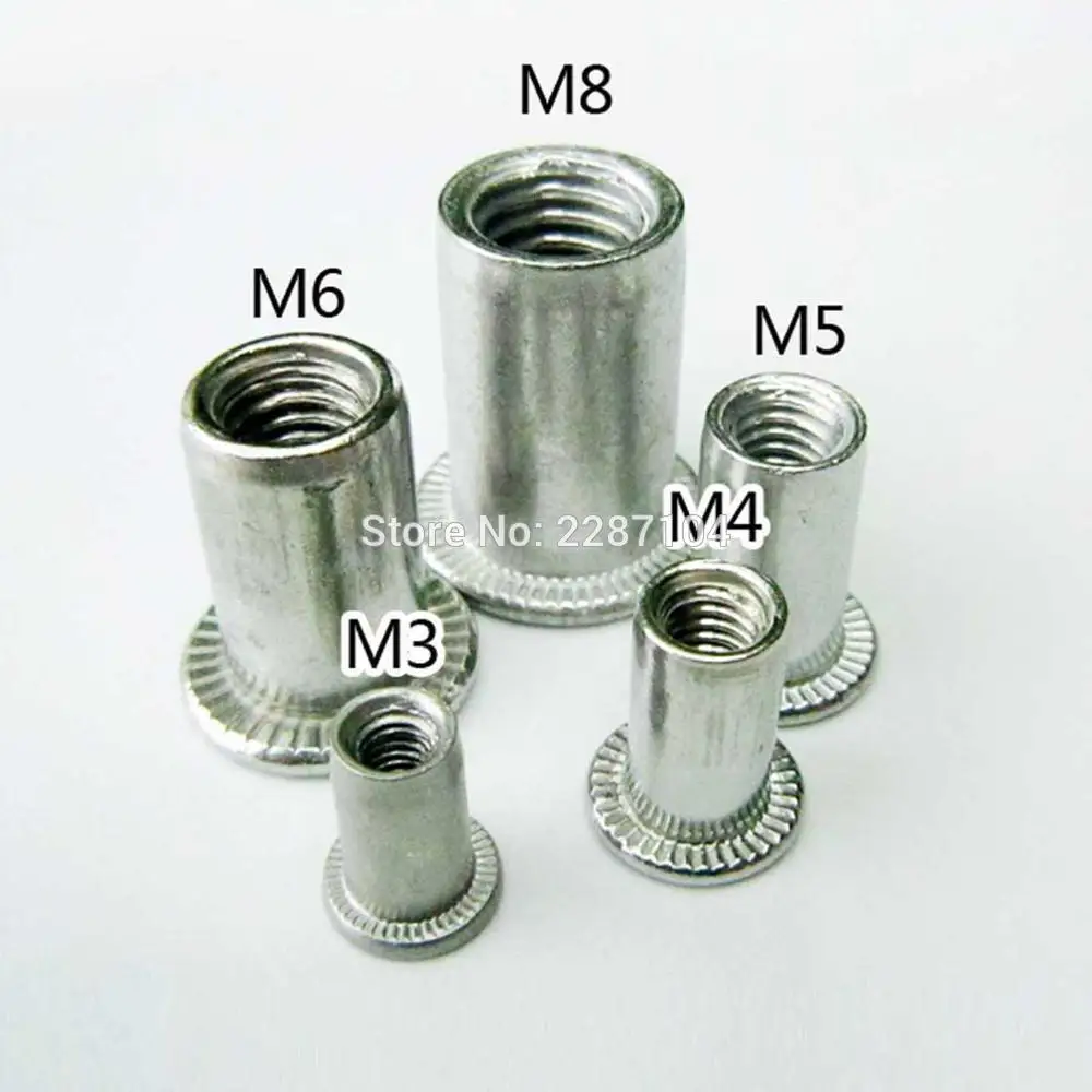 

20pcs Aluminum Flat Head Metric Thread Blind Blinding Rivet Nut Insert Rivnut Nutsert For M3 M4 M5 M6 M8 Bolt Screw C