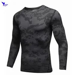Новый камуфляж 3D печатных бег футболка для мужчин с длинным рукавом быстросохнущая футболка Дышащий Фитнес Спортивная одежда