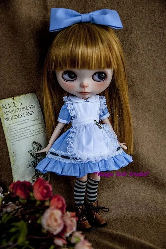 Sold Out Mg118 Shipping Neoblythe Doll Dress Blue Alice Dress Apron Stocking And Hair Piece Set Fit For Azone Doll Outfits Doll Dress Dress For Dollshair For Dolls Aliexpress