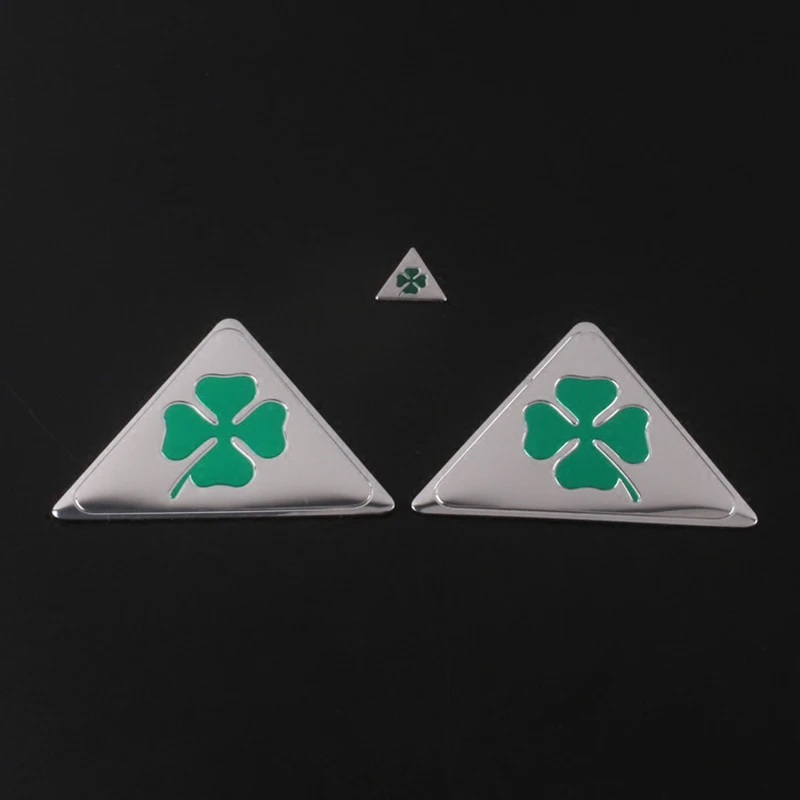 

Four Leaf Clover Lucky Grass Symbol Thin Aluminium Triangle Badge Emblem Labeling Sticker Car Styling Dashboard Phone Decoration