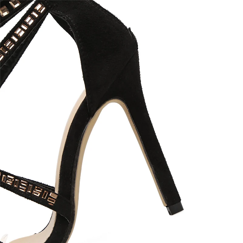 2019 Women Summer 11.5cm High Heels Cross Strap Stiletto Sandals Lady Fashion Rome Sexy Crystal Luxury Design Pumps Female Shoes 2019 Women Summer 11.5cm High Heels Cross Strap Stiletto Sandals Lady Fashion Rome Sexy Crystal Luxury Design Pumps Female Shoes