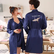 Новинка для влюбленных Повседневное пижамы свободный халат летние кимоно купальный халат мягкая одежда для сна район Домашняя одежда Для женщин Для мужчин принт ночная рубашка