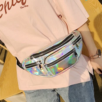 

Holographic Fanny Pack Laser Waist Packs Heuptas Women's Waistband Banana Bags Waist bag Unisex bolso cintura Chain Chest Bag