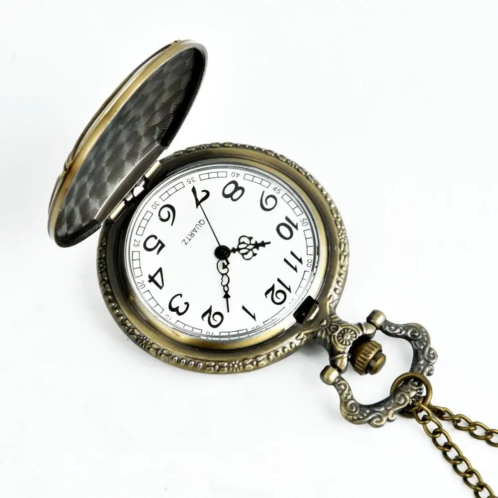 Карманные часы пожарный узор Полный Охотник Бронзовый кварцевые часы античный уникальный пожарный мужской женский подарок