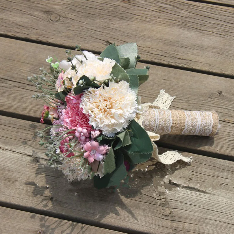 Розовый красный цвет слоновой кости цветок Свадебный букет невесты свадебное фото моделирования цветок ручной работы
