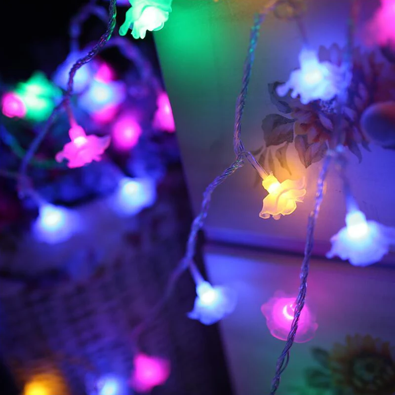 

Quadurple 20 Led/30 led Rose Fairy String Lights for New Year/ Wedding /Christmas Lights Home Outdoor Lighting Decoration