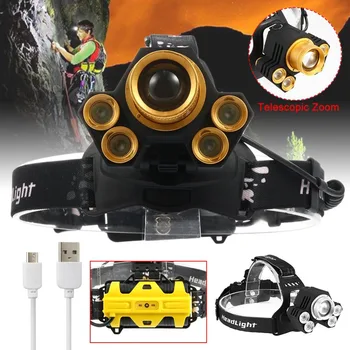 

Zoomable 8000~15000 LM 1/3/5 T6 LED Headlamp led headlamp headlight led head lamp camp hike USB light fishing 18650