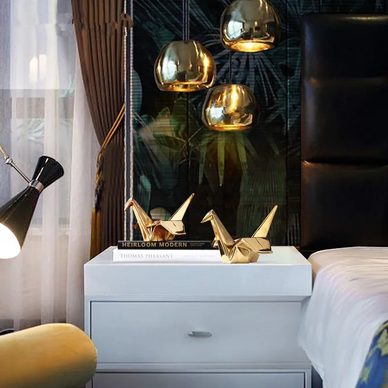 Гальванизированные керамические Золотая бумага узор журавли home decor craft животных