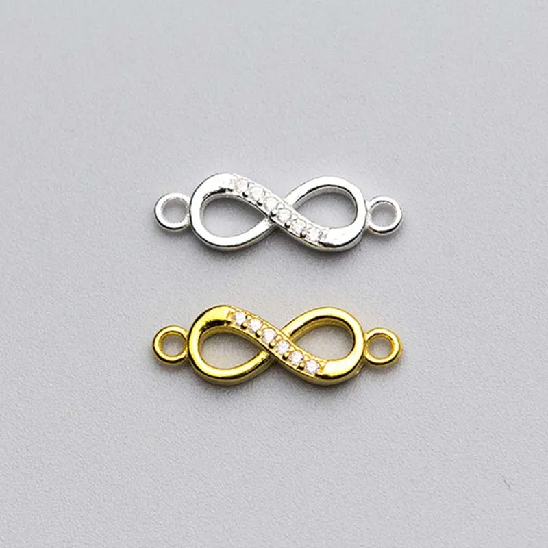 

925 Sterling Silver 8 Connectors With Zircon 16x5mm Gold Silver Color High Quality Charms Pendants DIY Original Jewelry Making