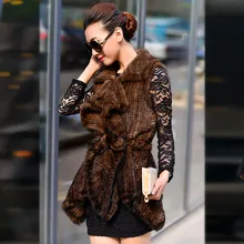 Free shipping New Knitted Genuine real natural Mink Fur Vest gilet Women Coat Winter Jacket Custom