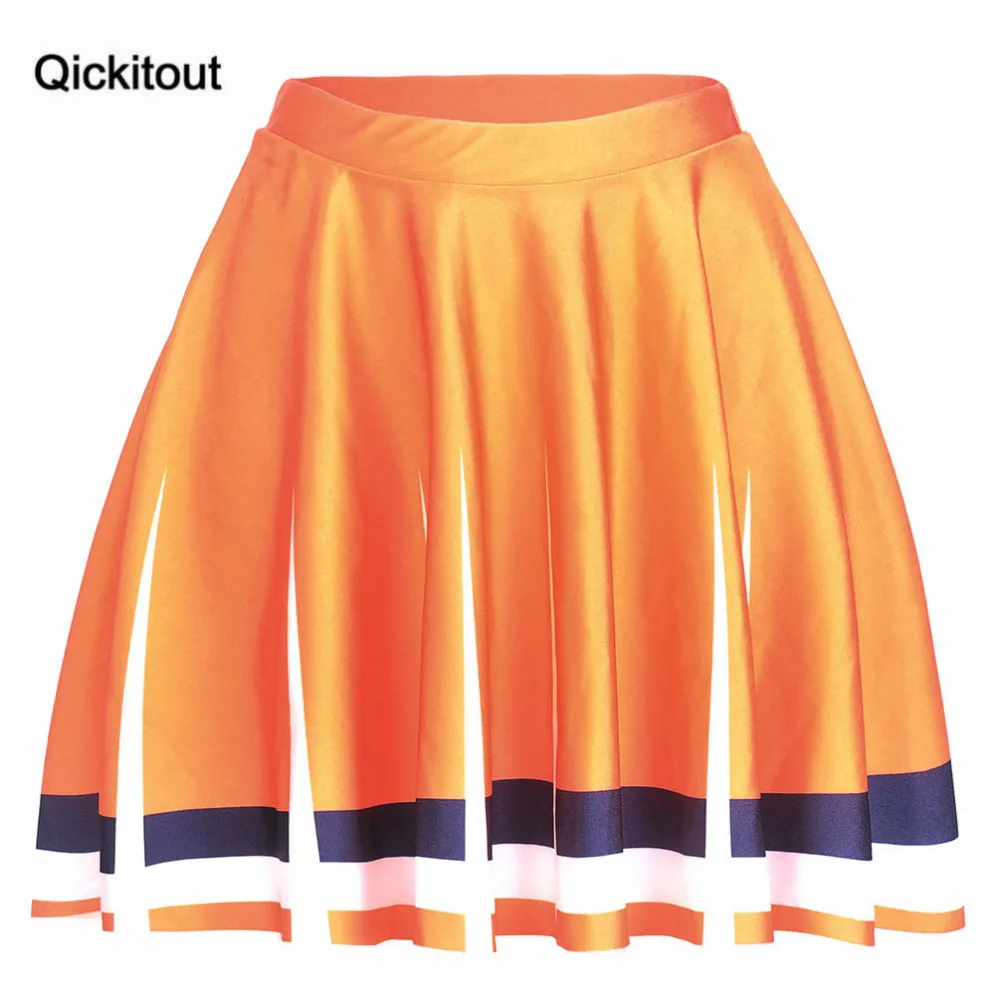 Qickitout юбки модные тонкие женские оранжевая юбка белая черная граница 3D цифровые юбки с принтом плюс размер Прямая