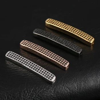 

Hot Long Strip Charm Beads 4color Micro Pave CZ Cubic Zirconia Bead for Jewelry Bracelet DIY Hand Making